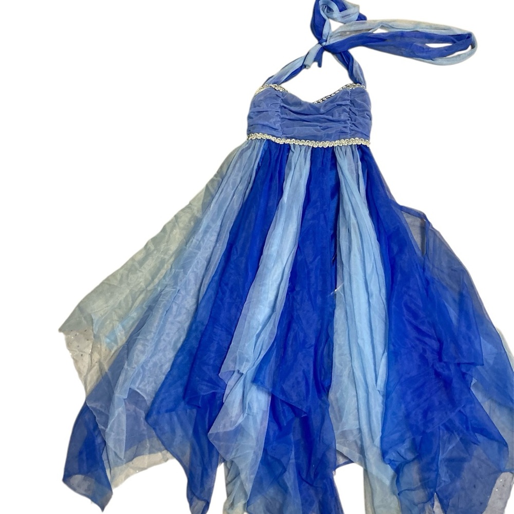 Curtain Call Girls Blue Flare Skate Dance Dress Size AME